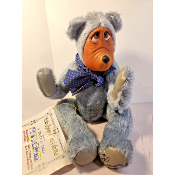 Bubby 15in Blue Jointed Mohair Bear Porcelain Face/Bow Tie GEORGETTE ZLOMKE 227 - Picture 1 of 16